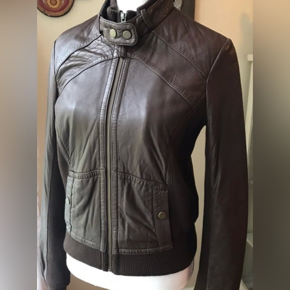 Anthropologie Idra brown leather bomber - Picture 7 of 9